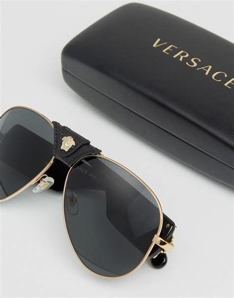 versace aviators color black and grey|Men's Luxury and Designer Sunglasses .